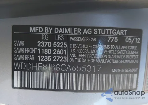 2012 Mercedes-Benz E 350 4Matic z USA, uszkodzony, nr VIN WDDHF8JB8CA655317